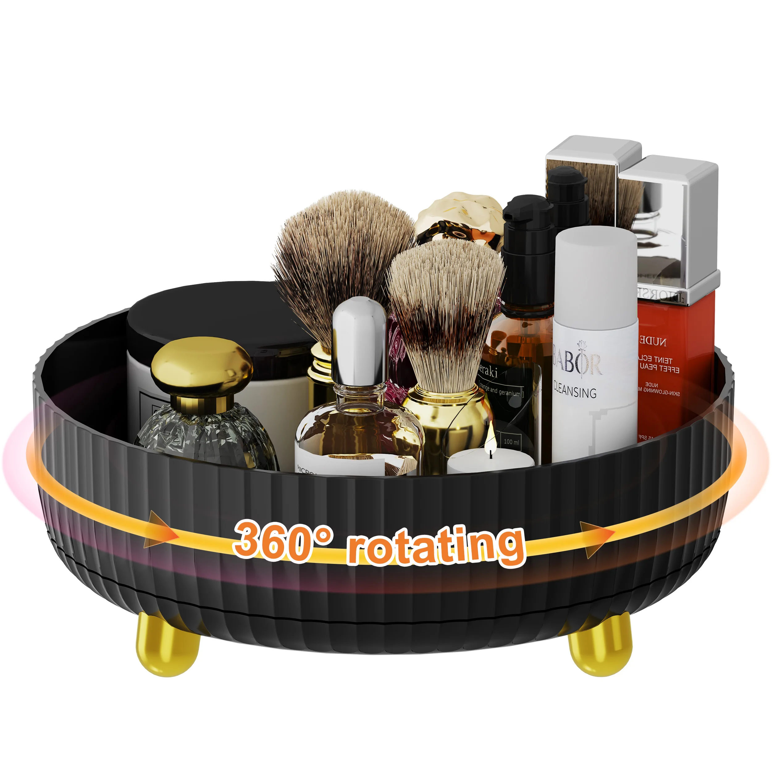 360 ° Вращающийся Органайзер Для Косметики Большой Вместимости, Черный, С Гладкой Поверхностью И Золотыми Акцентами
360 ° Вращающийся Органайзер Для Косметики Большой Вместимости, Черный, С Гладкой Поверхностью И Золотыми Акцентами