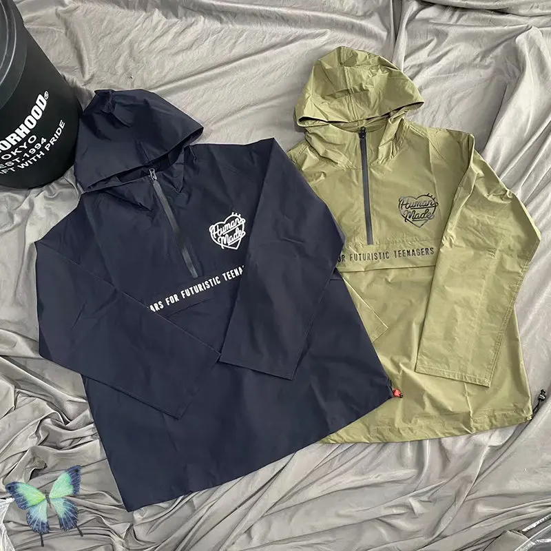 Green Black Human Made Charge Jacket Big Pocket Half Zip Stand Collar Pullover Waterproof Windproof Hooded Jackets Coat
Green Black Human Made Charge Jacket Big Pocket Half Zip Stand Collar Pullover Waterproof Windproof Hooded Jackets Coat