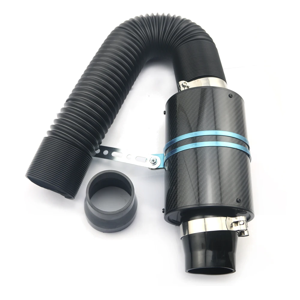

1 Set Universal Car 3 Inch Carbon Fibre Cold Air Filter Feed Enclosed Intake Induction Pipe Hose Kit Universal