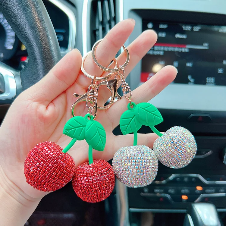 Plush Keychains Creative plastered with diamonds fruits cherries key chains personalized Korean quality car key chains
Plush Keychains Creative plastered with diamonds fruits cherries key chains personalized Korean quality car key chains