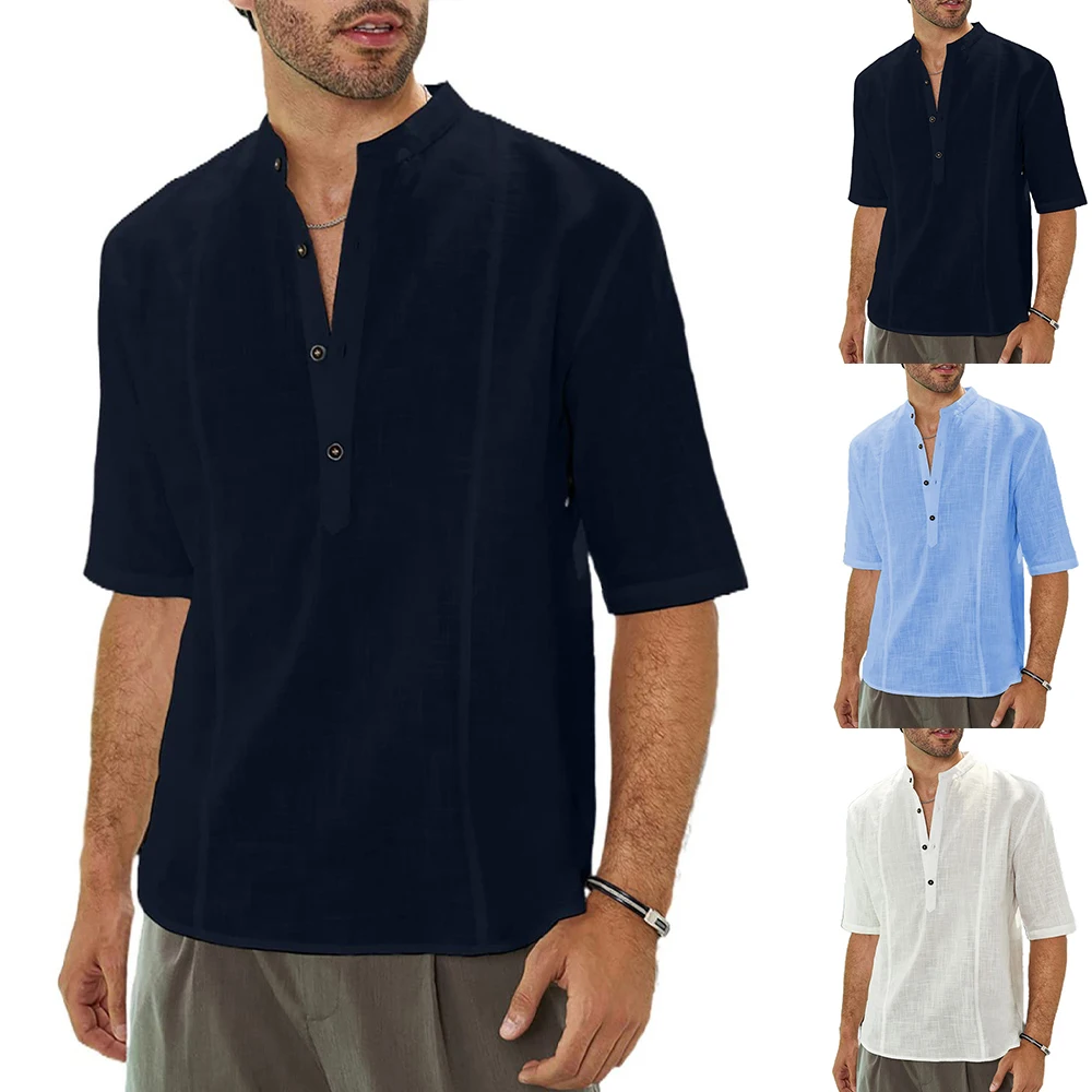 Summer New Loose Shirt Mens Half Sleeve Cotton Shirts Linen Solid Loose Casual Shirt Blouse Top 2022 Blouse Streetwear
Summer New Loose Shirt Mens Half Sleeve Cotton Shirts Linen Solid Loose Casual Shirt Blouse Top 2022 Blouse Streetwear