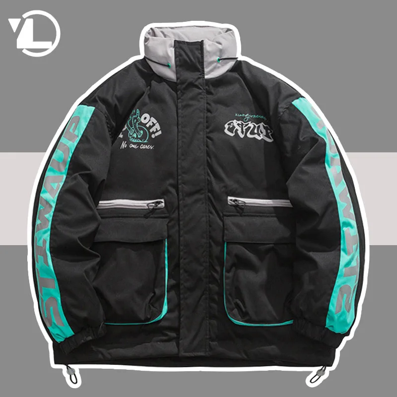Winter Patchwork Parkas Men Hip Hop Big Pocket Padded Cotton Jackets Women Harajuku Zipper Stand Collar Thicken Warm Down Coats
Winter Patchwork Parkas Men Hip Hop Big Pocket Padded Cotton Jackets Women Harajuku Zipper Stand Collar Thicken Warm Down Coats