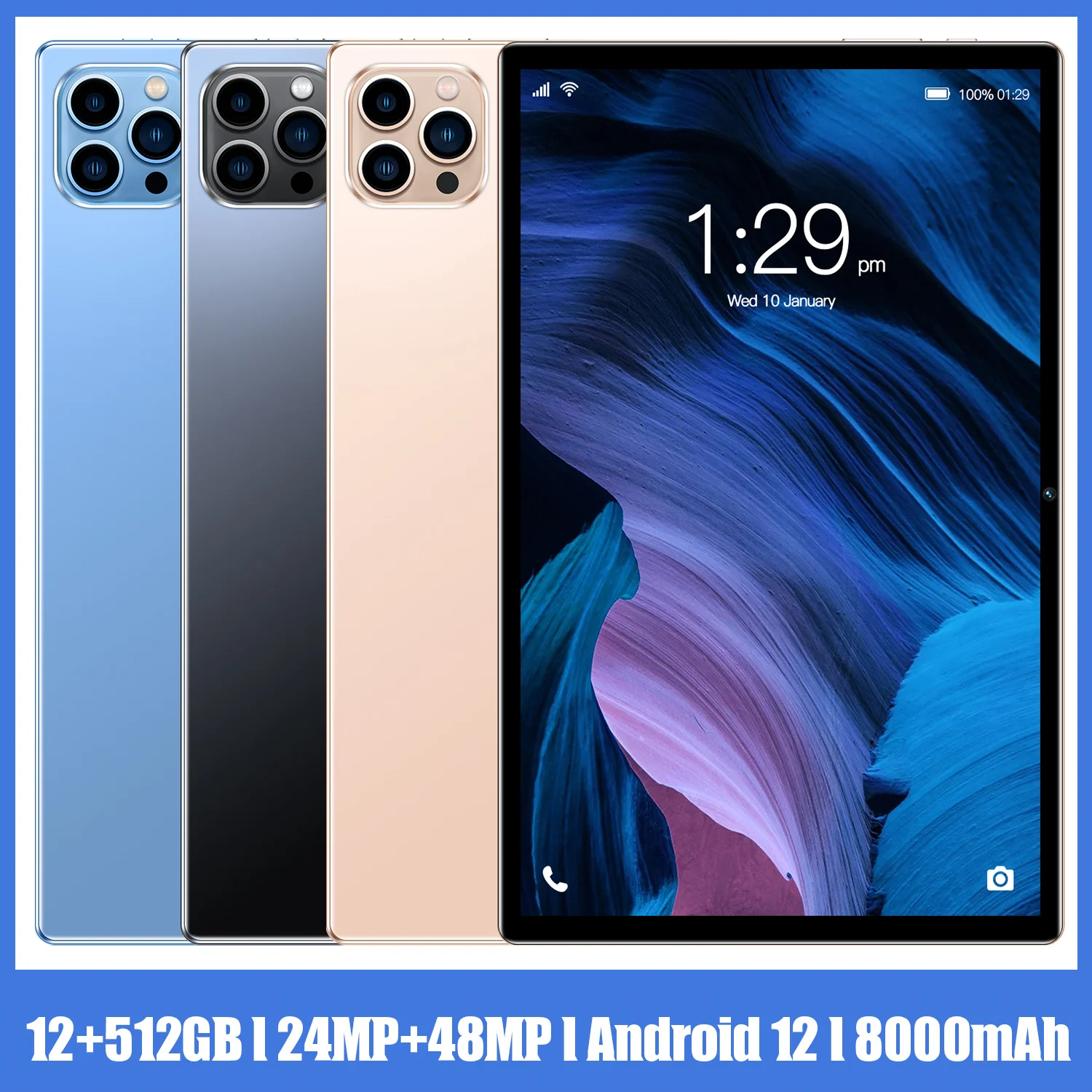 Tablet Pad X10.1"1200x800 IPS Screen Unisoc T618 Octa Core Android 12 OS 12GB RAM512GB ROM Dual Band Wifi Tablet PC
Tablet Pad X10.1"1200x800 IPS Screen Unisoc T618 Octa Core Android 12 OS 12GB RAM512GB ROM Dual Band Wifi Tablet PC