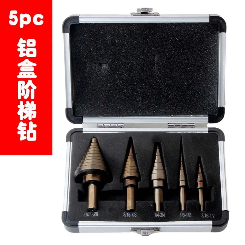 High Speed Steel Metric British5pcSubland Drill Step Drill Reaming Black Yellow Diamond Titanium-Plated Aluminum Box Pagoda Dril
High Speed Steel Metric British5pcSubland Drill Step Drill Reaming Black Yellow Diamond Titanium-Plated Aluminum Box Pagoda Dril