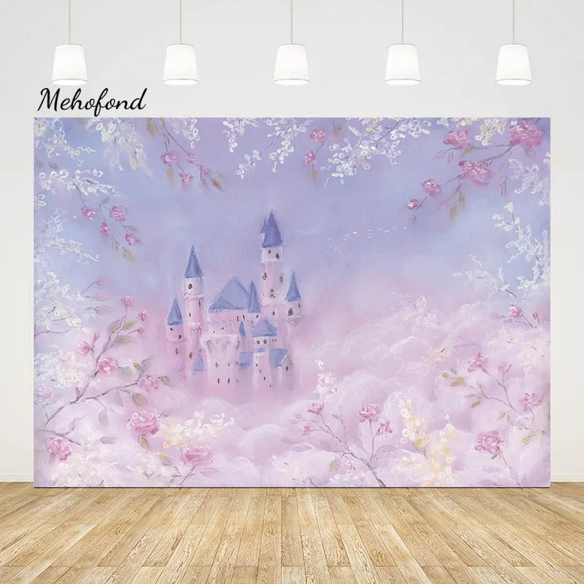 

Mehofond Oil Painting Photography Background Castle Princess Birthday Party Art Texture Dreamy Floral Backdrop Photozone Studio