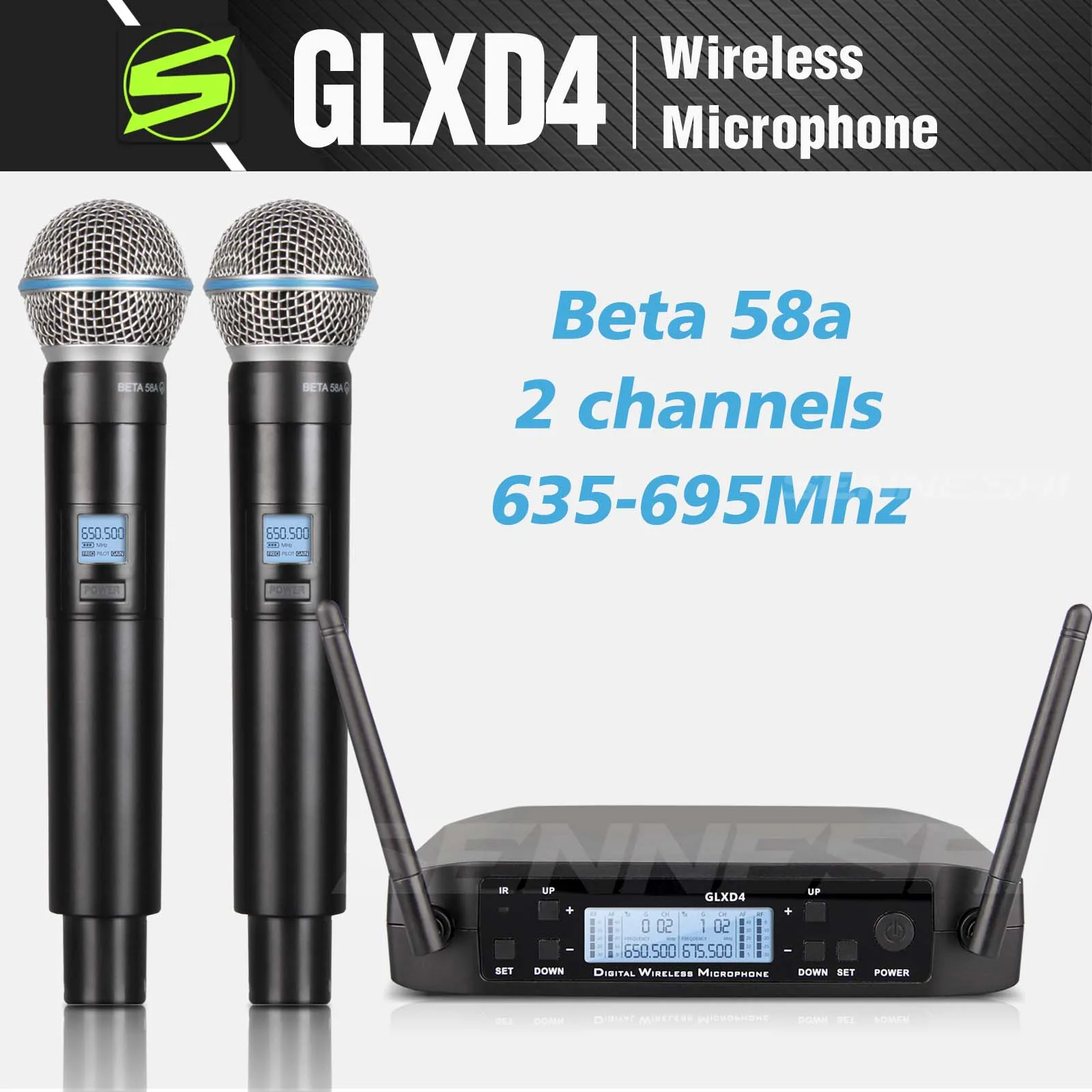 

Высокое качество! Профессиональный двойной беспроводной микрофон GLXD4 600-699 МГц, система сценических представлений, УВЧ динамический 2-канальный ручной