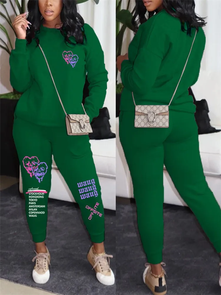 Sets Outifits 2022 Winter Heart Print Long Sleeve Casual Top & Pants Set Of Two Fashion Casual Pieces For Women Tracksuits Ele
Sets Outifits 2022 Winter Heart Print Long Sleeve Casual Top & Pants Set Of Two Fashion Casual Pieces For Women Tracksuits Ele