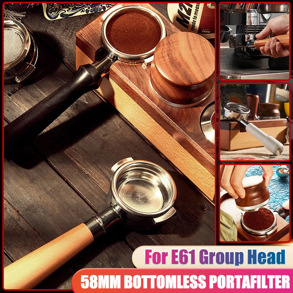 58MM Coffee Portafilter 2 Ears Bottomless Portafilter Solid with Rosewood Handle for E61 Coffee Machine Replacement Accessories
58MM Coffee Portafilter 2 Ears Bottomless Portafilter Solid with Rosewood Handle for E61 Coffee Machine Replacement Accessories