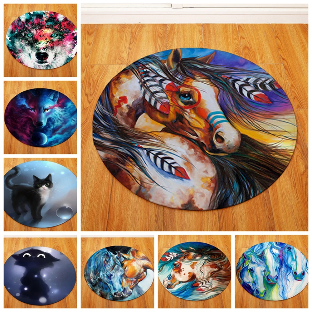 Decorative Carpet Cat Lion Horse Printed Round Carpet for Living Room Decoration Home Large Rug Flannel Anti-Slip Bedroom Carpet
Decorative Carpet Cat Lion Horse Printed Round Carpet for Living Room Decoration Home Large Rug Flannel Anti-Slip Bedroom Carpet