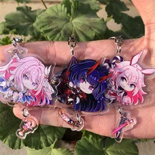Honkai Impact 3 Elysia Yae Sakura Raiden Mei Keychain Accessories Anime Game Backpack Pendant Prop Badge Gift