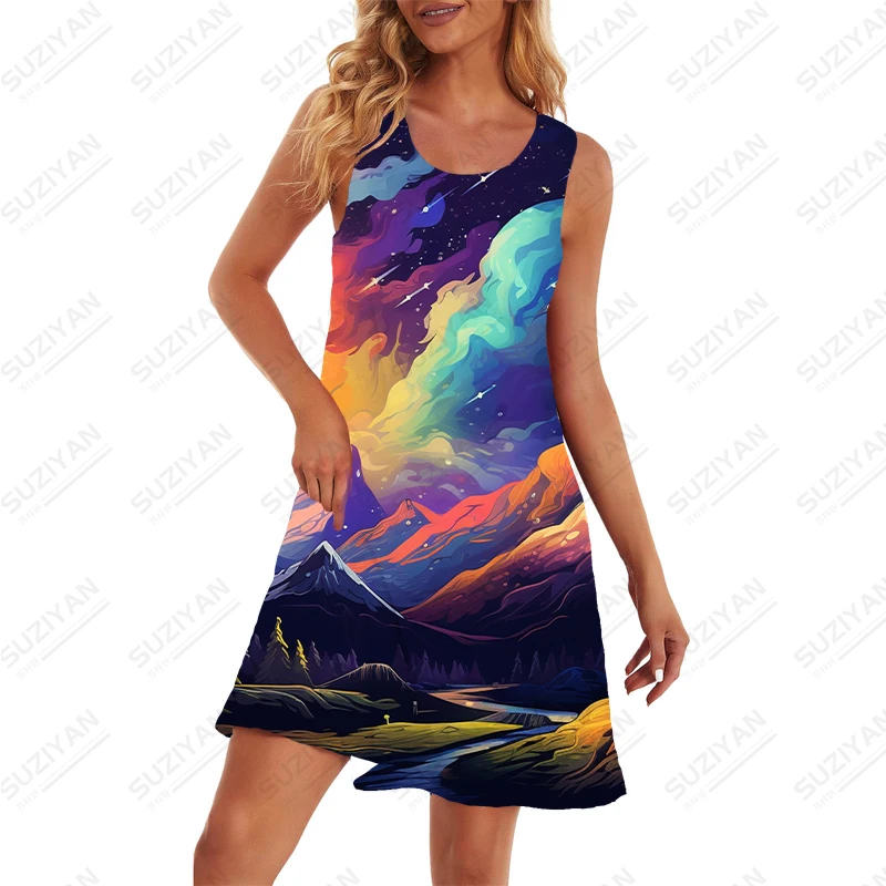 Creative 3D Printed Dress Summer Hot Selling Street Fashion Dress Casual Sleeveless Dress Women's Classic Round Neck Dress 
Creative 3D Printed Dress Summer Hot Selling Street Fashion Dress Casual Sleeveless Dress Women's Classic Round Neck Dress