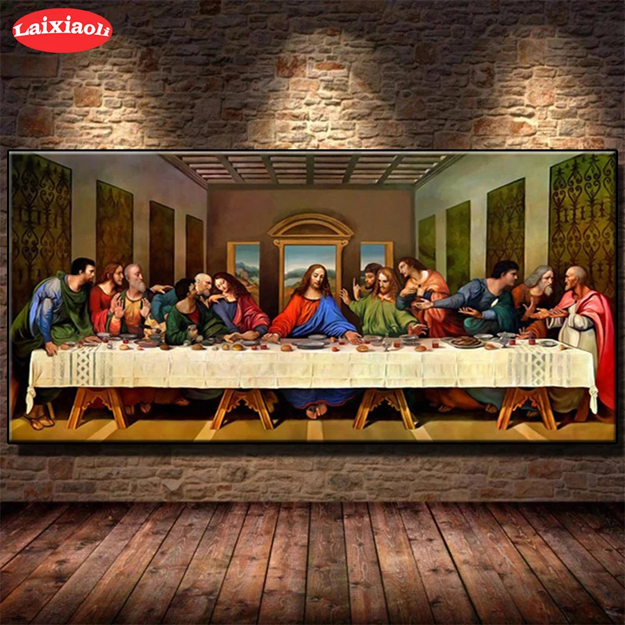 

Diamond Embroidery Famous Religion Last Supper Of Jesus Full Square round Diamond Mosaic Art Painting Cross Stitch Wall Decor