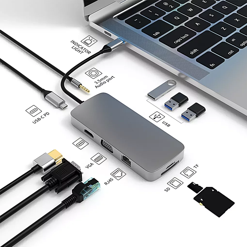 USB 3,0 мультипортовый концентратор адаптер 10 в 1 Тип C HDMI-совместимый RJ45 VGA 4K PD usb-хаб для Macbook Pro док-станция
USB 3,0 мультипортовый концентратор адаптер 10 в 1 Тип C HDMI-совместимый RJ45 VGA 4K PD usb-хаб для Macbook Pro док-станция