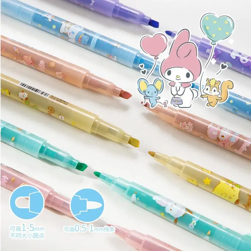 6 шт. Sanrioed двухсторонний хайлайтер Kawaii Cinnamoroll Kuromi Канцелярские Цветные Маркеры Ручка для счета школьные принадлежности
6 шт. Sanrioed двухсторонний хайлайтер Kawaii Cinnamoroll Kuromi Канцелярские Цветные Маркеры Ручка для счета школьные принадлежности