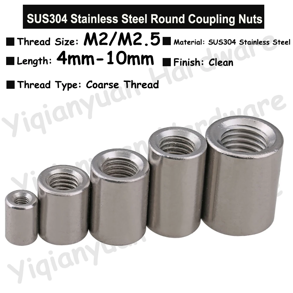 8Pcs-10Pcs M2 M2.5 SUS304 Stainless Steel Extend Long Lengthen Round Coupling Nut Connector Joint Sleeve Nuts
8Pcs-10Pcs M2 M2.5 SUS304 Stainless Steel Extend Long Lengthen Round Coupling Nut Connector Joint Sleeve Nuts