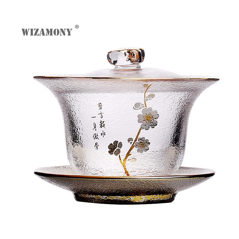 Japanese style heat-resistant hammered glass gold rimmed cover bowl tea bowl tea cup frosted Sancai Kungfu fair cup tea bowl
Japanese style heat-resistant hammered glass gold rimmed cover bowl tea bowl tea cup frosted Sancai Kungfu fair cup tea bowl