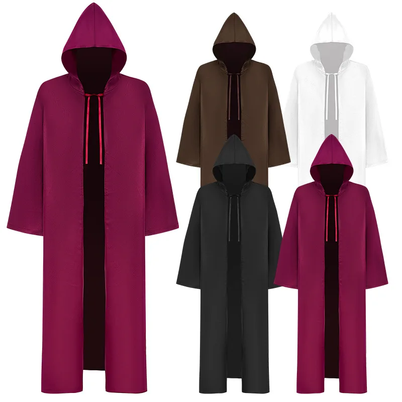 Halloween Long Cloak Wars Cosplay Costume for Women Man Adult Kid Ancient Medieval Wizard Hooded Black Robe Party Clothing 
Halloween Long Cloak Wars Cosplay Costume for Women Man Adult Kid Ancient Medieval Wizard Hooded Black Robe Party Clothing