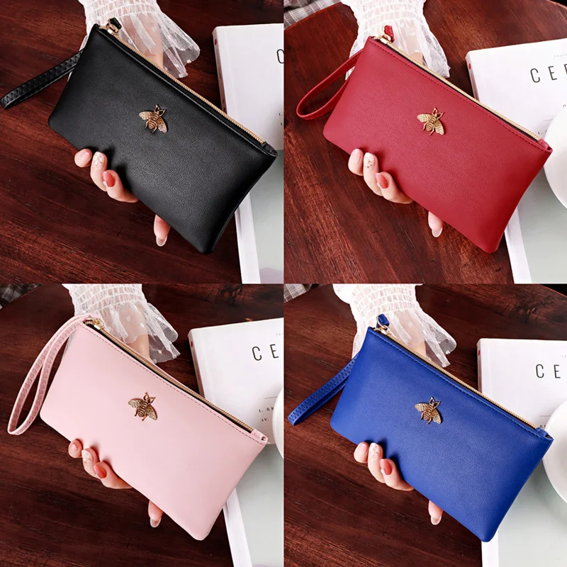 Women Wallets Bee Clutch Good Quality Leather Wholesale Zipper Female Long Wallet Ladies Wristlet Thin Mobile Phone Bag
Women Wallets Bee Clutch Good Quality Leather Wholesale Zipper Female Long Wallet Ladies Wristlet Thin Mobile Phone Bag