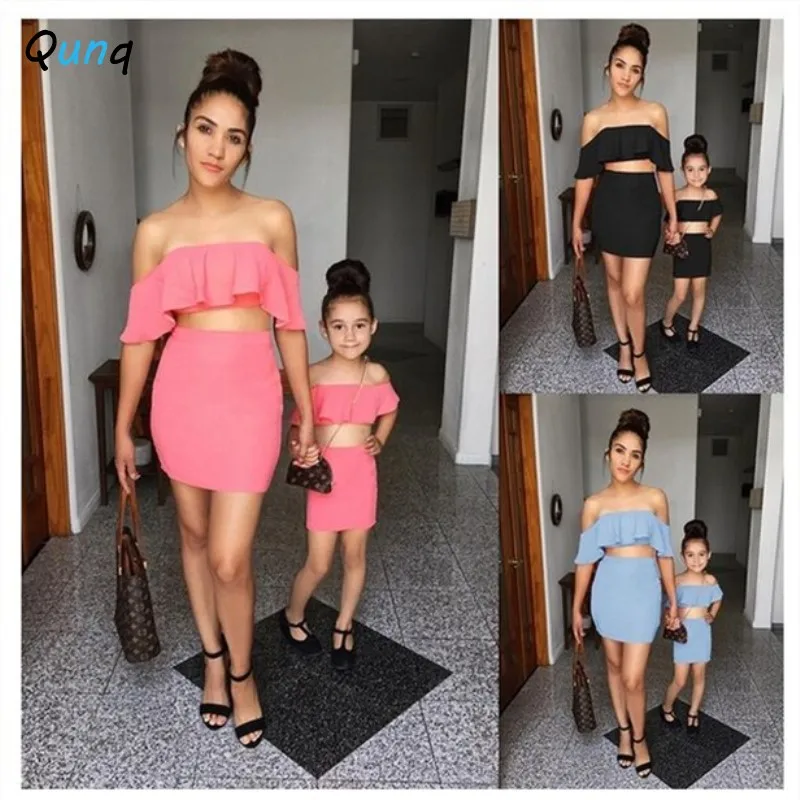 Qunq Summer Solid Strapless Sleeveless Flounces Top+Skirt 2 Piece Set Parent-Child Outfit Cute Mom And Daughter Matching Clothes
Qunq Summer Solid Strapless Sleeveless Flounces Top+Skirt 2 Piece Set Parent-Child Outfit Cute Mom And Daughter Matching Clothes