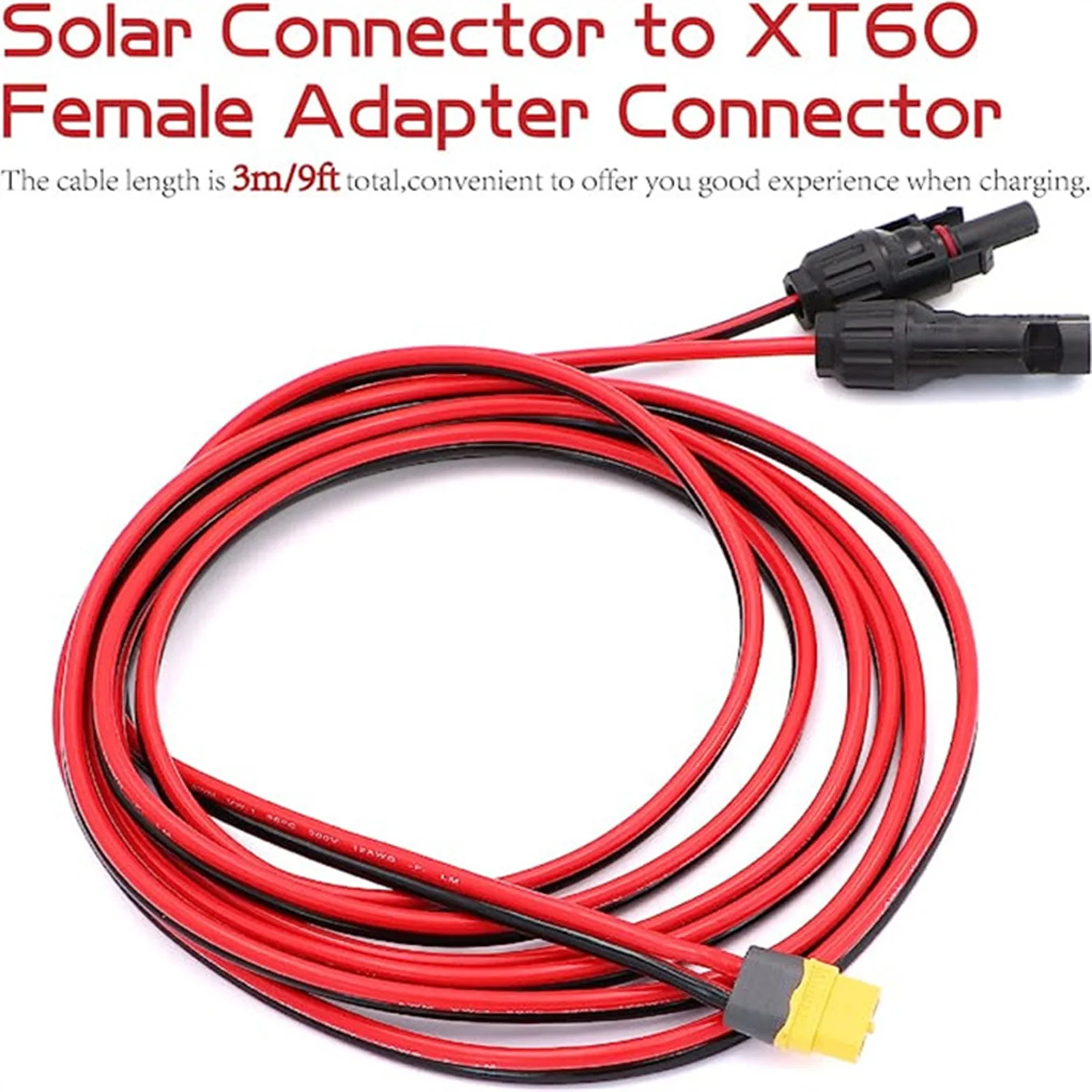 XT60 Series 12AWG XT60 Female Solar Panel Connection Cable Charging Cable Solar Generator Portable Power Station Parts
XT60 Series 12AWG XT60 Female Solar Panel Connection Cable Charging Cable Solar Generator Portable Power Station Parts