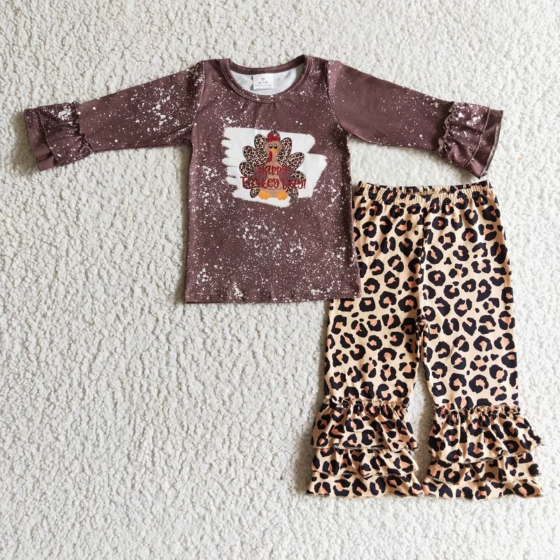 Wholesale Toddler turkey Brown Tie Dye Baby Girl Thanksgiving Shirt Leopard Ruffle Pants Infant Outfit Children Kid Fall New Set
Wholesale Toddler turkey Brown Tie Dye Baby Girl Thanksgiving Shirt Leopard Ruffle Pants Infant Outfit Children Kid Fall New Set