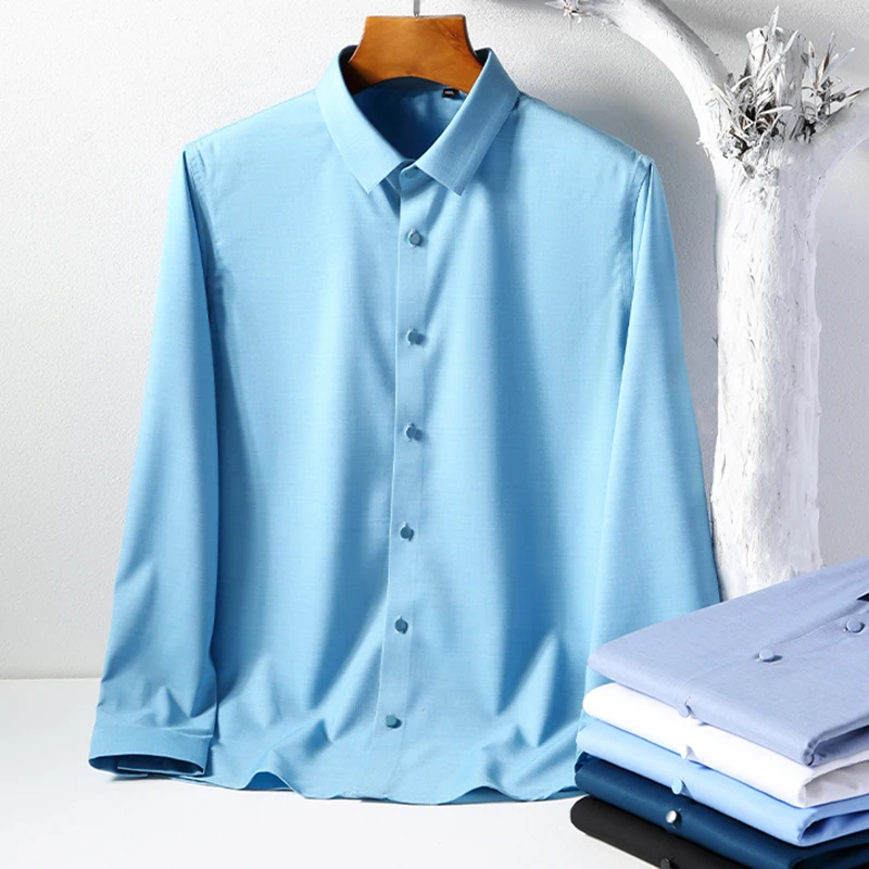 Mens Dress Shirts Bamboo Fiber Long Sleeve Solid Male Business Formal Traceless Shirt Wrinkle Free Fashion Design Tops
Mens Dress Shirts Bamboo Fiber Long Sleeve Solid Male Business Formal Traceless Shirt Wrinkle Free Fashion Design Tops