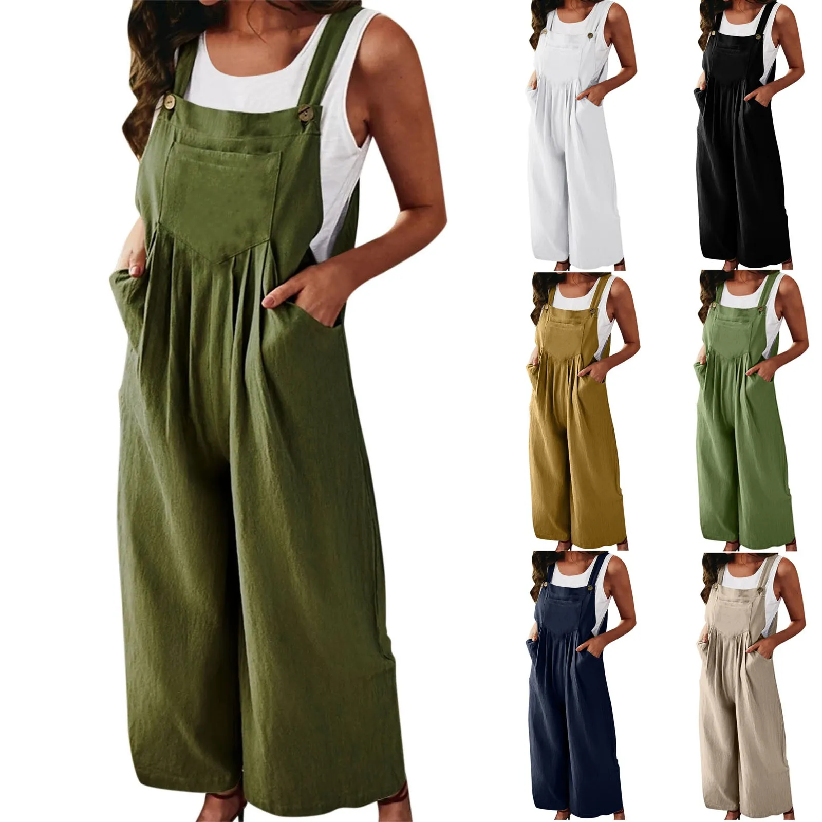 2020 summer Women's Jumpsuit Solid Color Sleeveless Adjustable Straps Pockets Loose Jumpsuit Dungarees Pants Jumpsuits
2020 summer Women's Jumpsuit Solid Color Sleeveless Adjustable Straps Pockets Loose Jumpsuit Dungarees Pants Jumpsuits