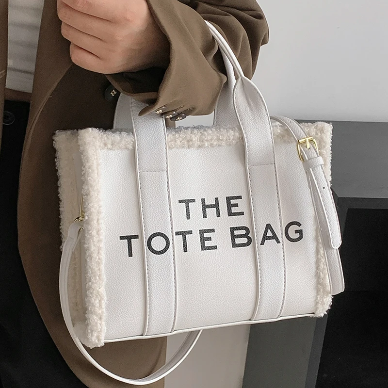 Female White Tote Handbag Medium Pu Leather Furry Letter Print Lovers' Crossbody Bag Top Handle Aesthetic Women's Shoulder Bags
Female White Tote Handbag Medium Pu Leather Furry Letter Print Lovers' Crossbody Bag Top Handle Aesthetic Women's Shoulder Bags