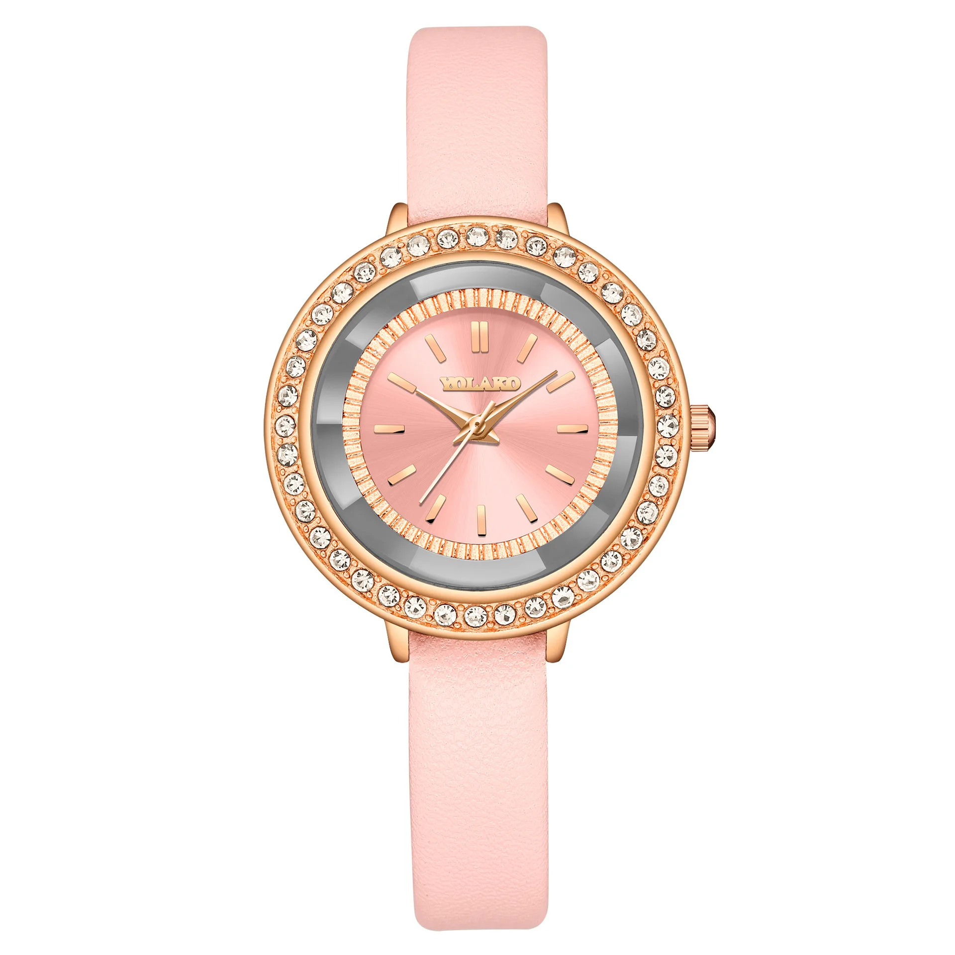 

Часы женские кварцевые с кожаным ремешком, модные розовые золотистые наручные, с металлической сеткой