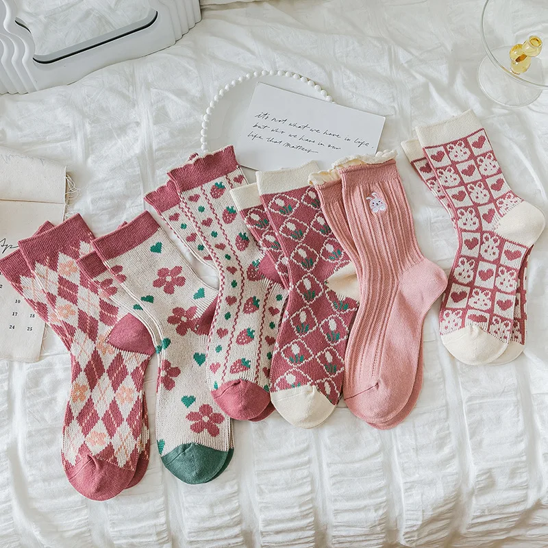 Pink Women Socks Cotton Knitting Vintage Crew Socks Cartoon Embroidery Japanese Fashion Plaid School Girls Kawaii Long Socks Sox
Pink Women Socks Cotton Knitting Vintage Crew Socks Cartoon Embroidery Japanese Fashion Plaid School Girls Kawaii Long Socks Sox