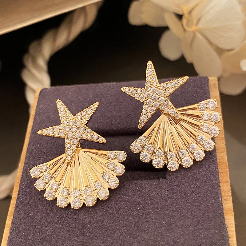 Linouge New Star Shell Pendant Earrings For Women Gold Color Elegant Engagement Female Party Cubic Zirconia Fine Jewelry EF1
Linouge New Star Shell Pendant Earrings For Women Gold Color Elegant Engagement Female Party Cubic Zirconia Fine Jewelry EF1