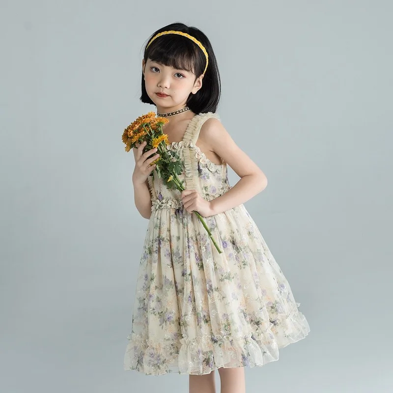 Original Girls Dresses 2022 Summer New Korean Floral Sling Lolita Princess Dress Rural Beige Mesh Dress 110-160CM
Original Girls Dresses 2022 Summer New Korean Floral Sling Lolita Princess Dress Rural Beige Mesh Dress 110-160CM