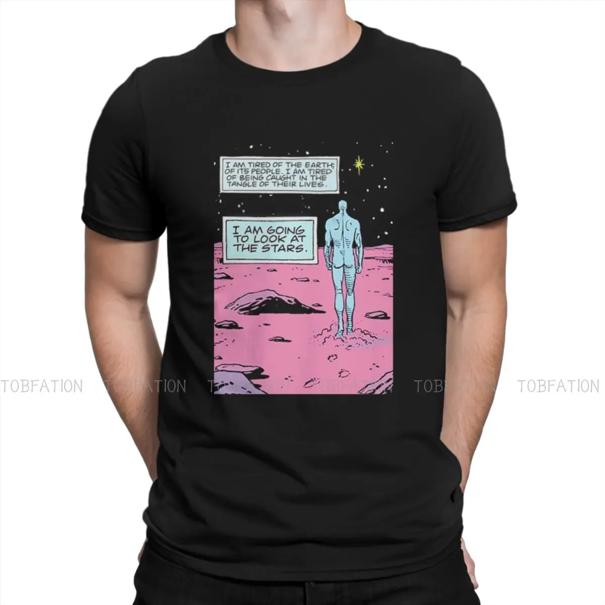 

Watchmen Men's TShirt Look at the Stars Distinctive T Shirt Graphic Streetwear New Trend