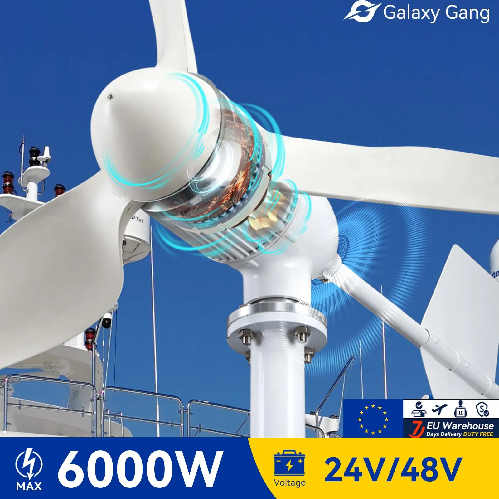 Galaxy Gang 6000w Windmill Turbine Generator Kit 6kw Power 3Blade 24V 48V With MPPT Controller Off Grid Inverter System ModelM6
Galaxy Gang 6000w Windmill Turbine Generator Kit 6kw Power 3Blade 24V 48V With MPPT Controller Off Grid Inverter System ModelM6