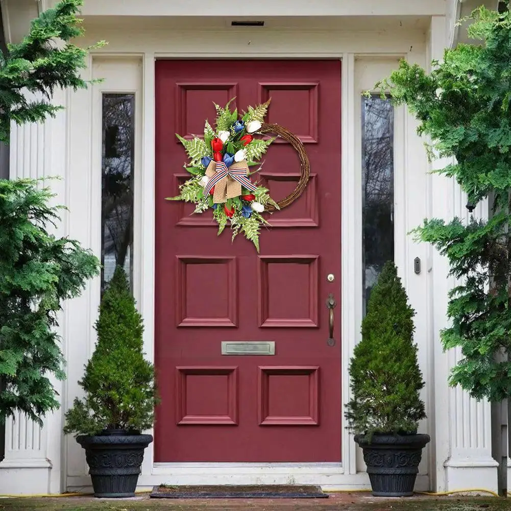 Usa Independence Day Wreath Artificial Tulip Flower July Office Silk Rattan Garland Wreath Home 4th Decor Memorial Of Flora M2a2
Usa Independence Day Wreath Artificial Tulip Flower July Office Silk Rattan Garland Wreath Home 4th Decor Memorial Of Flora M2a2