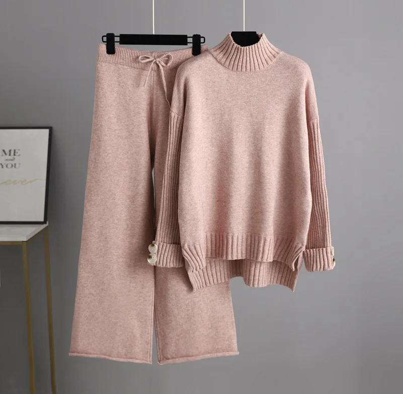 SuperAen 2022 Autumn Winter New Knitted Sets Women's Kroean Style Half Turtle Neck Thick Pullover Pants Loose Two-piece Sets
SuperAen 2022 Autumn Winter New Knitted Sets Women's Kroean Style Half Turtle Neck Thick Pullover Pants Loose Two-piece Sets