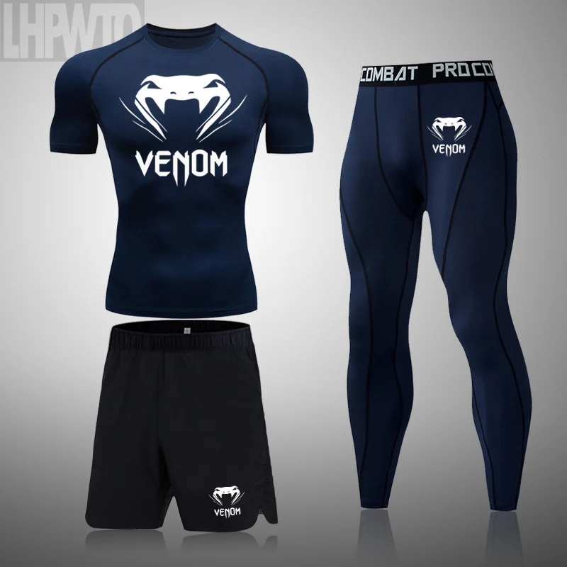 Мужской комплект трико для бега MMA Rashguard спортивный костюм компрессионная одежда