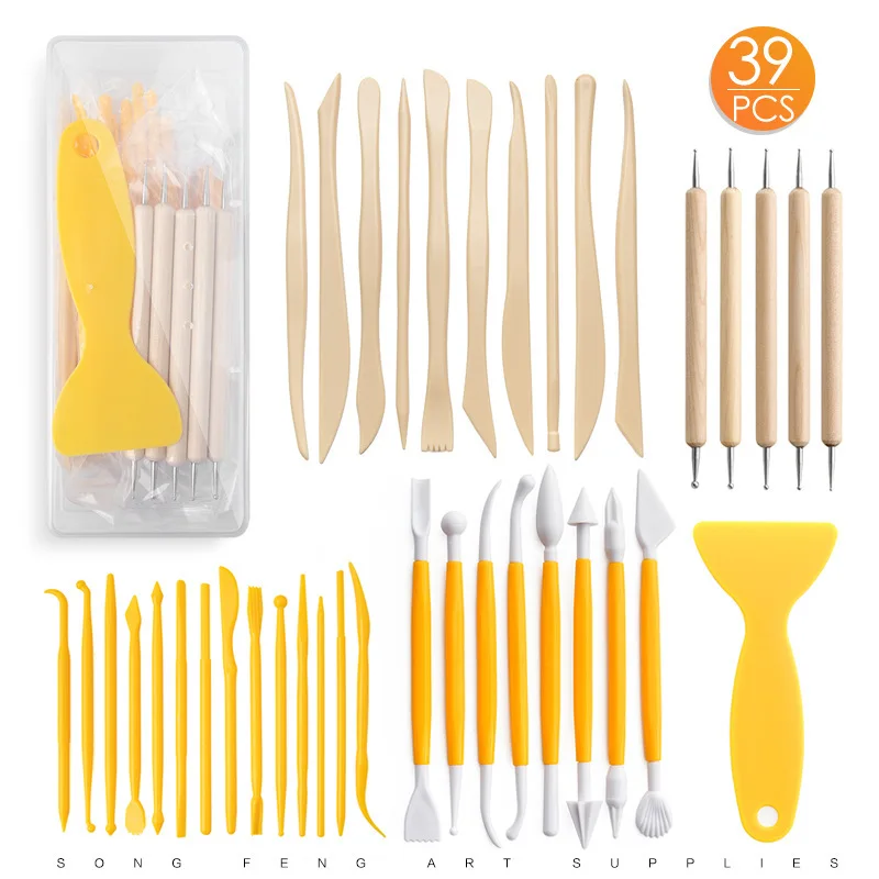 39pcs/set DIY Clay Pottery Tool Set Drill Pen Ceramics Sculpting Wax Carving Knife Sculpture Craft Modeling Kit for Beginners 
39pcs/set DIY Clay Pottery Tool Set Drill Pen Ceramics Sculpting Wax Carving Knife Sculpture Craft Modeling Kit for Beginners