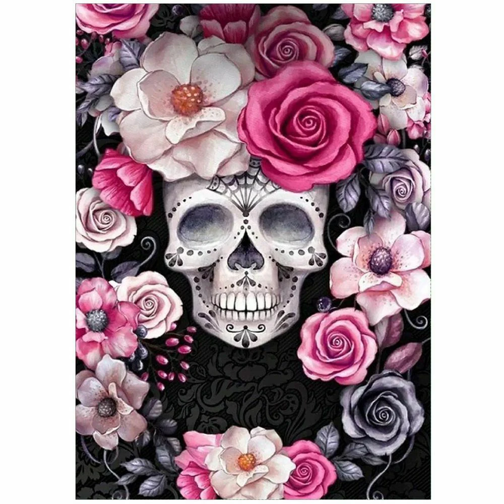 

Алмазная 5d картина «сделай сам» с изображением красной розы, черепа, девушки, полноразмерная/круглая вышивка, вышивка крестиком, мозаика, На...