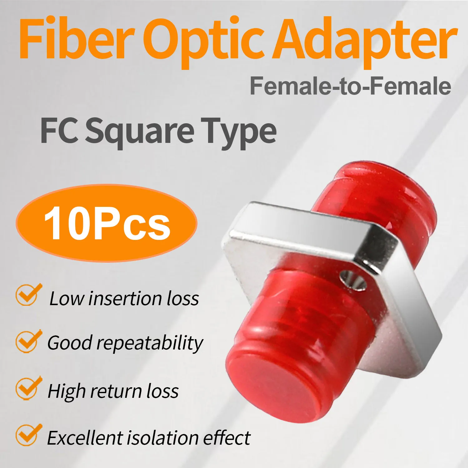 

10 Pcs FC Coupler Fiber Optic Adapter, Singlemode Simplex Connector Converter Square Type SM Flange Ftth