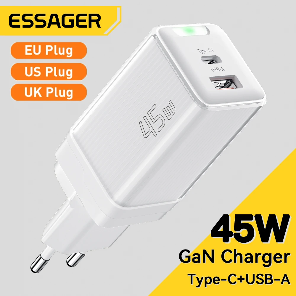 Essager PD 45W USB C Charger Fast Charging Charger For Iphone 14 13 Pro Type C QC 3.0 Travel Charger For Xiaomi 12 Samsung S21
Essager PD 45W USB C Charger Fast Charging Charger For Iphone 14 13 Pro Type C QC 3.0 Travel Charger For Xiaomi 12 Samsung S21