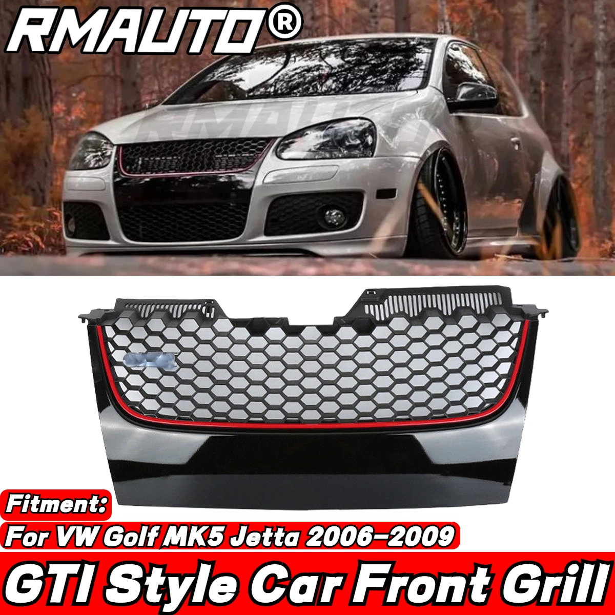 For Volkswagen VW Golf MK5 Jetta GTI 2006-2009 GTI Red Strip Racing Grill Honeycomb Car Front Bumper Grille Car Accessories
For Volkswagen VW Golf MK5 Jetta GTI 2006-2009 GTI Red Strip Racing Grill Honeycomb Car Front Bumper Grille Car Accessories