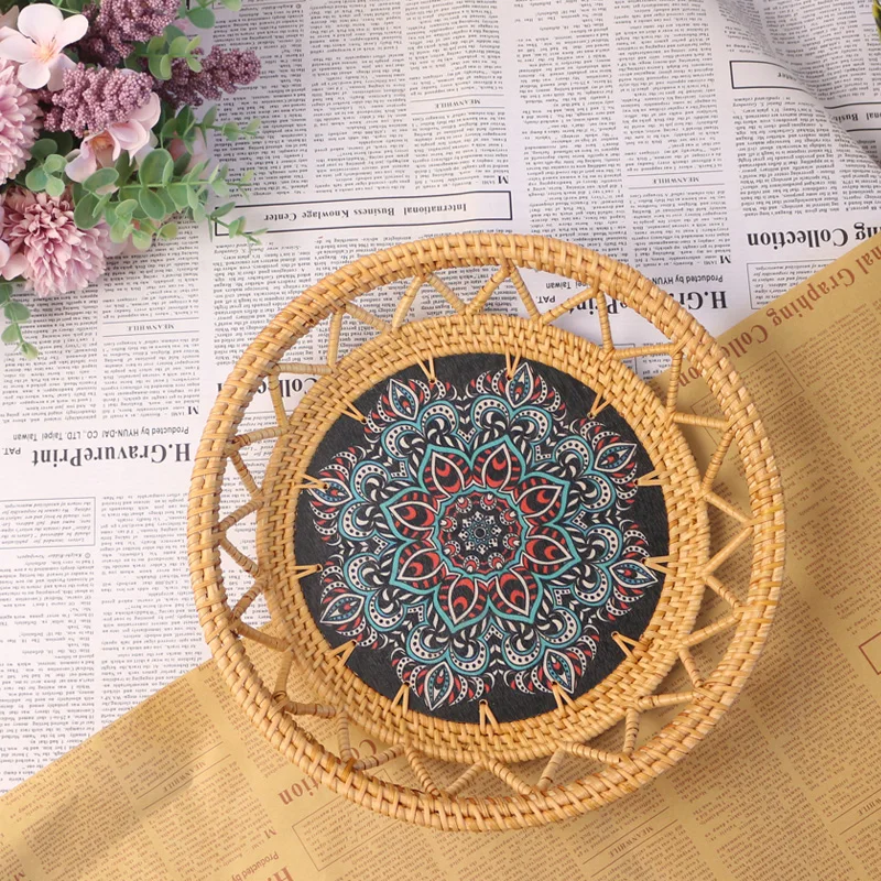 Customized Handmade Rattan Weave Fruit Basket Printing Southeast Asian Ethnic Style Retro Binaural Fruit round Hollow Tray Large
Customized Handmade Rattan Weave Fruit Basket Printing Southeast Asian Ethnic Style Retro Binaural Fruit round Hollow Tray Large