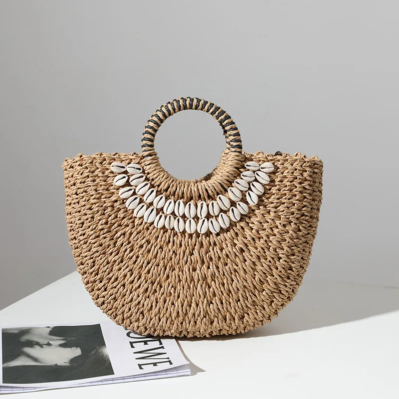 Half Round Shell Bag Handmade Weave Straw Bag Luxury Designer Purses For Women 2023 New Fashion Vacation Beach Bag Handbag 
Half Round Shell Bag Handmade Weave Straw Bag Luxury Designer Purses For Women 2023 New Fashion Vacation Beach Bag Handbag