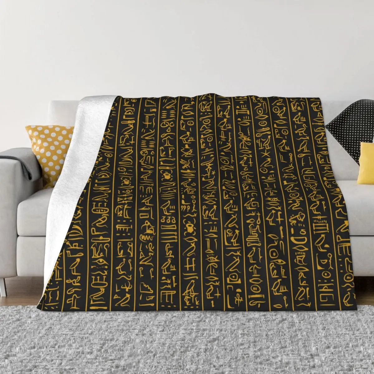

Ancient Egypt Mysterious Fuzzy Blanket Egyptian Symbol Awesome Throw Blanket for Bed Sofa Couch 150*125cm Bedspread