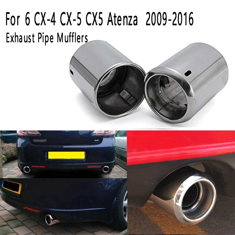 

2Pcs Car Exhaust Pipe Mufflers Stainless Steel Micropole Muffler Tail Pipes For Mazda 6 CX-4 CX-5 CX5 Atenza 2009-2016