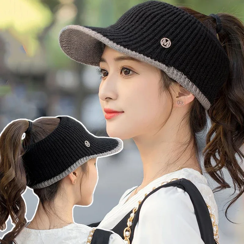 Winter Hat Women Winter Thick Warm Knitted Hair Knit Hat Female Golf Baseball Caps Visor Gorras Korean Empty High Ponytail Hats
Winter Hat Women Winter Thick Warm Knitted Hair Knit Hat Female Golf Baseball Caps Visor Gorras Korean Empty High Ponytail Hats