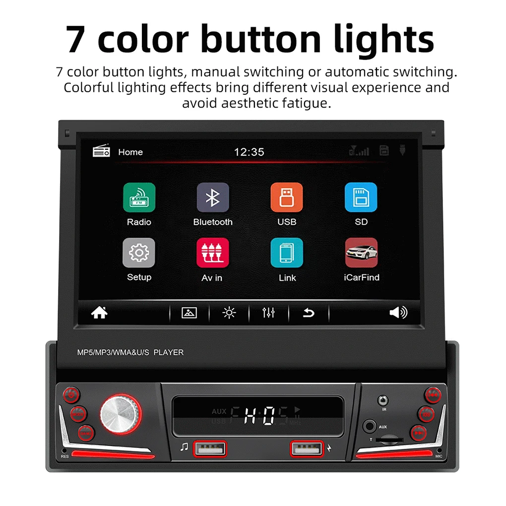 

Single Din Car MP5 Touch Screen Hands-free 800x480pix Dual USB AUX Resettable Automotive Radio Music Video Film Player