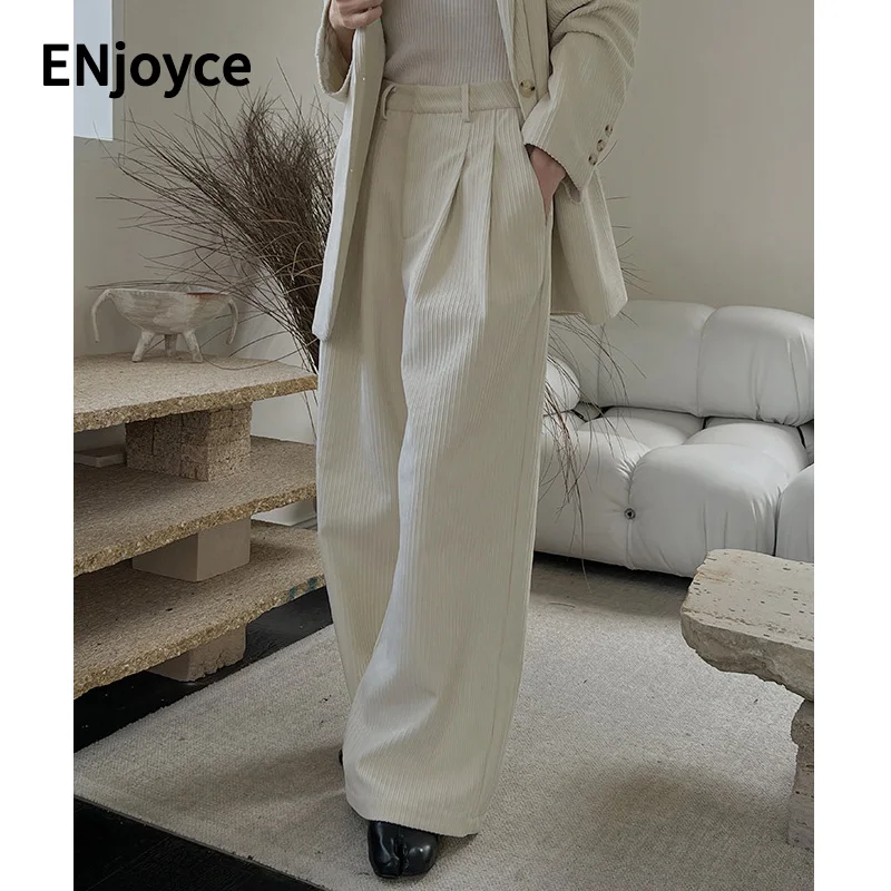Winter Vintage Texture Corduroy Pleated High Waist Wide Leg Pants Women Korean Casual Straight Loose Harem Trousers
Winter Vintage Texture Corduroy Pleated High Waist Wide Leg Pants Women Korean Casual Straight Loose Harem Trousers