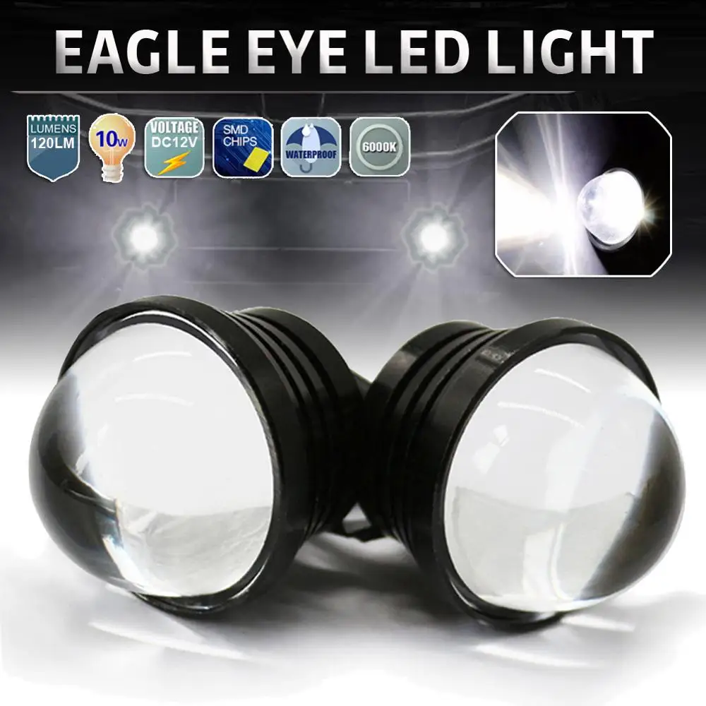 

2Pcs Eagle Eye LED Light 12V DRL Daytime Running Light Tail Lights Bulbs Backup Light DIY For Car Motor Motorcycle 6000K White